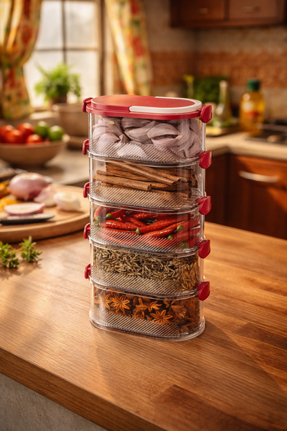 Tour de rangement multiusage hermétique empilable — 5 étages